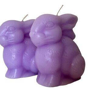 Pier 1 Pastel Lavender Purple Easter Bunny Candles Set of 2